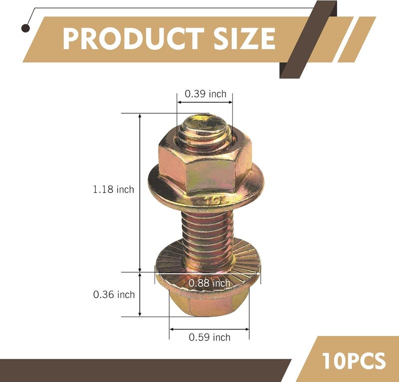 Anyhut طقم براغي فلانج M10 - 10 قطع - فولاذ كربوني عالي الجودة 10.9، مطلي بالزنك، بطول 30 مم - لإصلاح قاعدة المحرك، والدعامة، والشاسيه، ونظام التعليق - Image 2